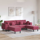 Sofa 3 pcs Vinrød 250 x 188 x 76 cm Fløjl