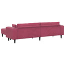 Sofa 3 pcs Vinrød 250 x 188 x 76 cm Fløjl