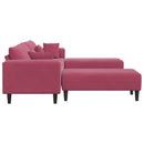 Sofa 3 pcs Vinrød 250 x 188 x 76 cm Fløjl