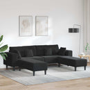 Sofa 3 pcs Sort 250 x 188 x 76 cm Fløjl