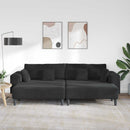 Sofa 3 pcs Sort 250 x 188 x 76 cm Fløjl