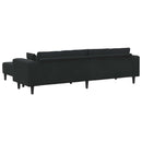 Sofa 3 pcs Sort 250 x 188 x 76 cm Fløjl
