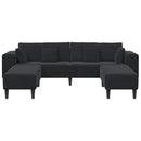 Sofa 3 pcs Sort 250 x 188 x 76 cm Fløjl