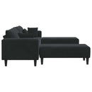Sofa 3 pcs Sort 250 x 188 x 76 cm Fløjl