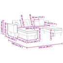 Sofa 3 pcs Turkis 250 x 188 x 76 cm Fløjl