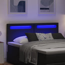 LED sengegavl Sort 144 cm Faux læder