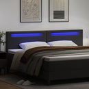 LED sengegavl Sort 200 cm Faux læder