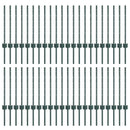 Indlejret hegnspost 44 pcs Grøn 100 cm Pulverlakeret stål