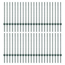 Indlejret hegnspost 44 pcs Grøn 120 cm Pulverlakeret stål