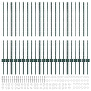 Indlejret hegnspost 22 pcs Grøn 140 cm Pulverlakeret stål