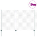 Kæde-link hegn med post 10 x 1,5 m (B x H) PVC-belagt stål Grøn