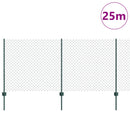 Kæde-link hegn med post 25 x 1 m (B x H) PVC-belagt stål Grøn