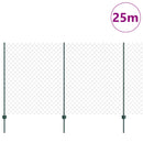 Kæde-link hegn med post 25 x 1,4 m (B x H) PVC-belagt stål Grøn
