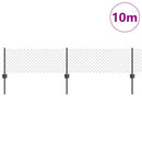 Kæde-link hegn med post 10 x 0,4 m (B x H) PVC-belagt stål Grå