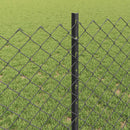 Kæde-link hegn med post 10 x 0,8 m (B x H) PVC-belagt stål Grå