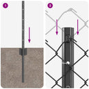 Kæde-link hegn med post 10 x 0,8 m (B x H) PVC-belagt stål Grå