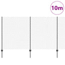 Kæde-link hegn med post 10 x 1,4 m (B x H) PVC-belagt stål Grå