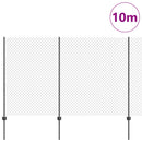 Kæde-link hegn med post 10 x 1,5 m (B x H) PVC-belagt stål Grå
