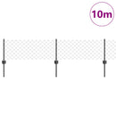 Kæde-link hegn med post 10 x 0,4 m (B x H) PVC-belagt stål Grå