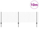 Kæde-link hegn med post 10 x 0,8 m (B x H) PVC-belagt stål Grå