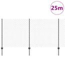 Kæde-link hegn med post 25 x 1,2 m (B x H) PVC-belagt stål Grå