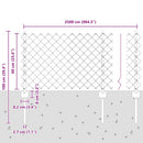 Kæde-link hegn med post 25 x 0,6 m (B x H)