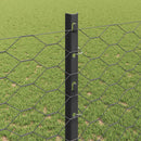 Sekskantet hegn med stolpe 50 x 1,2 m PVC-belagt stål Grå Mesh