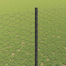 Sekskantet hegn med stolpe 100 x 1,5 m PVC-belagt stål Grå Mesh