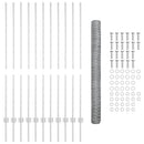 Sekskantet hegn med stolpe 25 x 1,4 m Galvaniseret stål Sølv