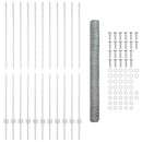 Sekskantet hegn med stolpe 25 x 1,5 m Galvaniseret stål Sølv