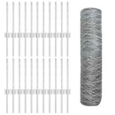 Sekskantet hegn med stolpe 50 x 0,4 m Galvaniseret stål Sølv