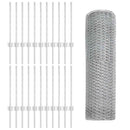 Sekskantet hegn med stolpe 50 x 0,6 m Galvaniseret stål Sølv