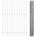 Sekskantet hegn med stolpe 50 x 1 m Galvaniseret stål Sølv Mesh