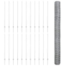 Sekskantet hegn med stolpe 50 x 1,4 m Galvaniseret stål Sølv
