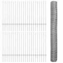 Sekskantet hegn med stolpe 100 x 1 m Galvaniseret stål Sølv