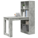 Bord med hylde Beton Grå 122 x 67 x 145 cm Konstrueret træ