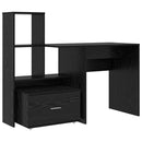 Bord med skuffe Sort eg 131,5 x 50 x 106,5 cm Konstrueret træ