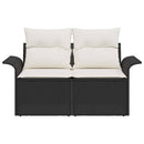 Havemøbelsofa med pude Sort 141 x 62 x 69cm polyrattan