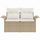 Havemøbelsofa med pude Beige 141 x 62 x 69cm polyrattan