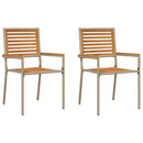 Have stapelstole 2 pcs Brun og Beige Solid akacietræ, PE rattan