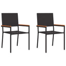 Have stapelstole 2 pcs Sort og Brunt PE rattan, Solid akacietræ