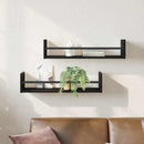 Væghylde Vægmonteret 2 pcs Sort eg 60 x 16 x 14 cm