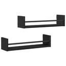 Væghylde Vægmonteret 2 pcs Sort eg 60 x 16 x 14 cm