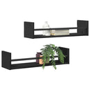 Væghylde Vægmonteret 2 pcs Sort eg 60 x 16 x 14 cm