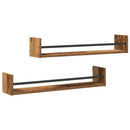Væghylde Vægmonteret 2 pcs Gammelt træ 80 x 16 x 14 cm