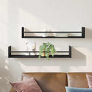 Væghylde Vægmonteret 2 pcs Sort eg 80 x 16 x 14 cm