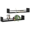 Væghylde Vægmonteret 2 pcs Sort eg 80 x 16 x 14 cm