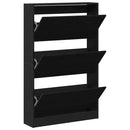 Sko skab 80 x 21 x 125,5 cm Konstrueret træ Sort eg