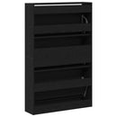 Sko skab med hylde Sort eg 80 x 21 x 125,5 cm Konstrueret træ