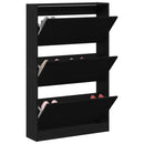 Sko skab 80 x 21 x 125,5 cm Konstrueret træ Sort eg
